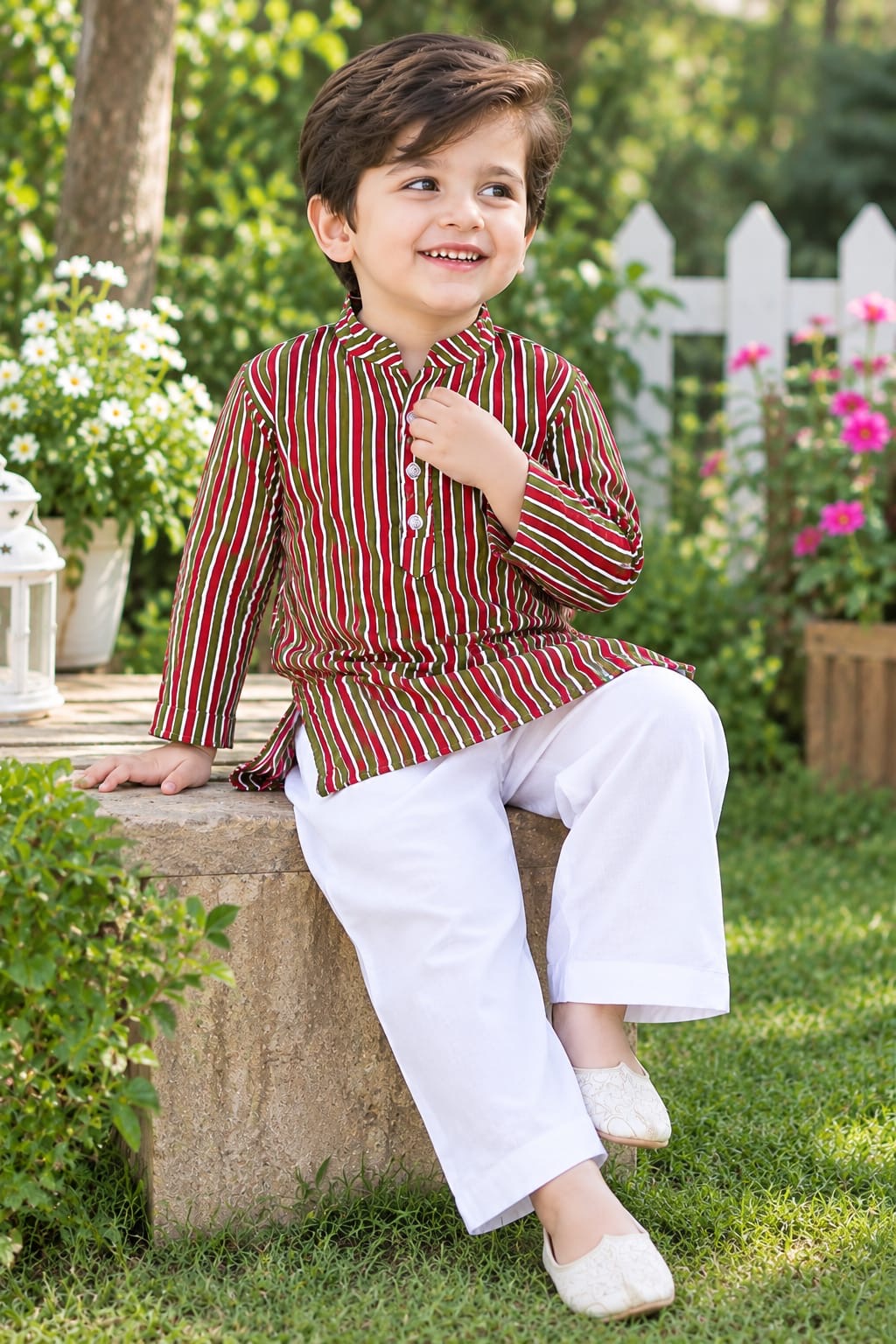Phoolwari Stripe Kurta Set