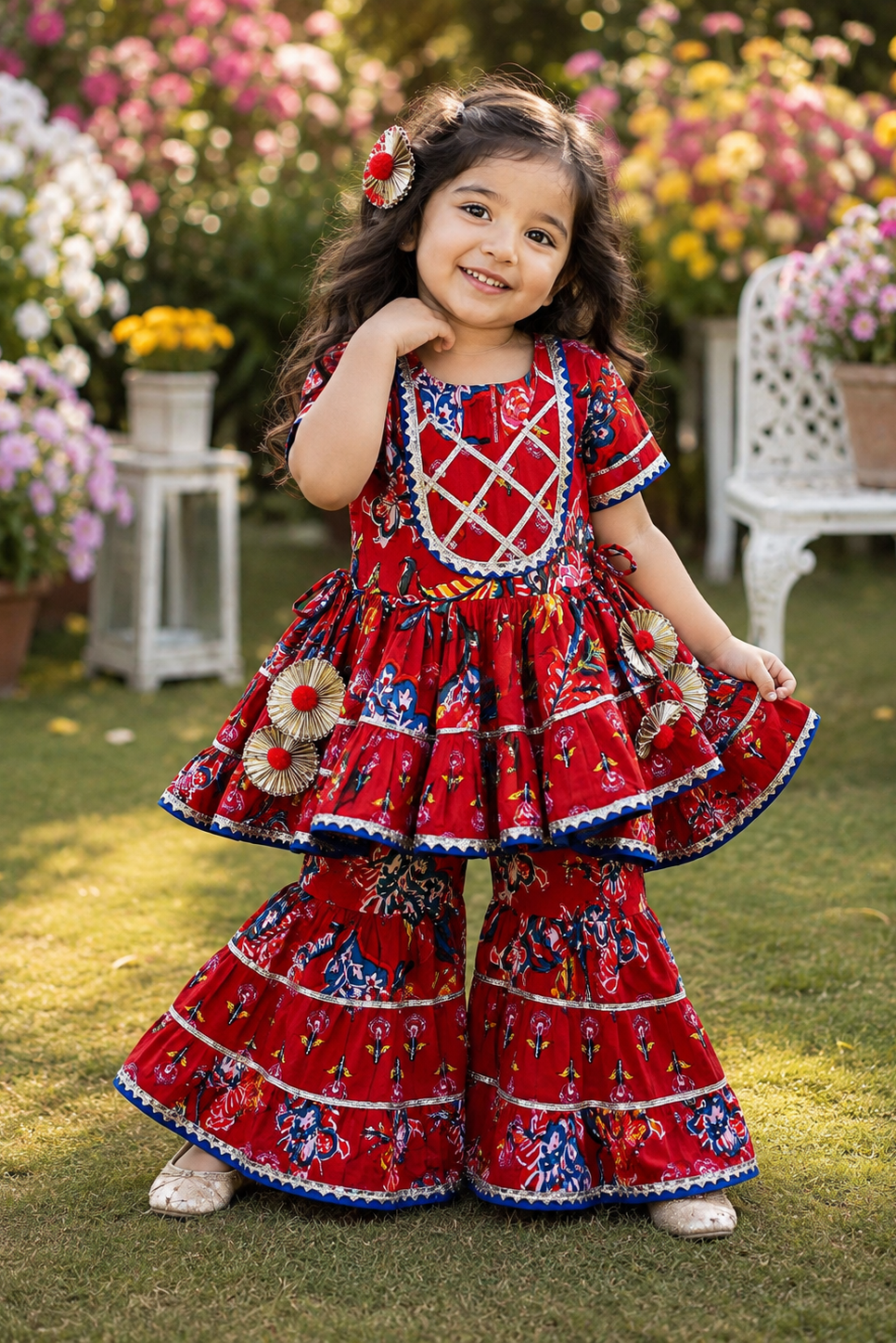 Zoya Red Sharara Set