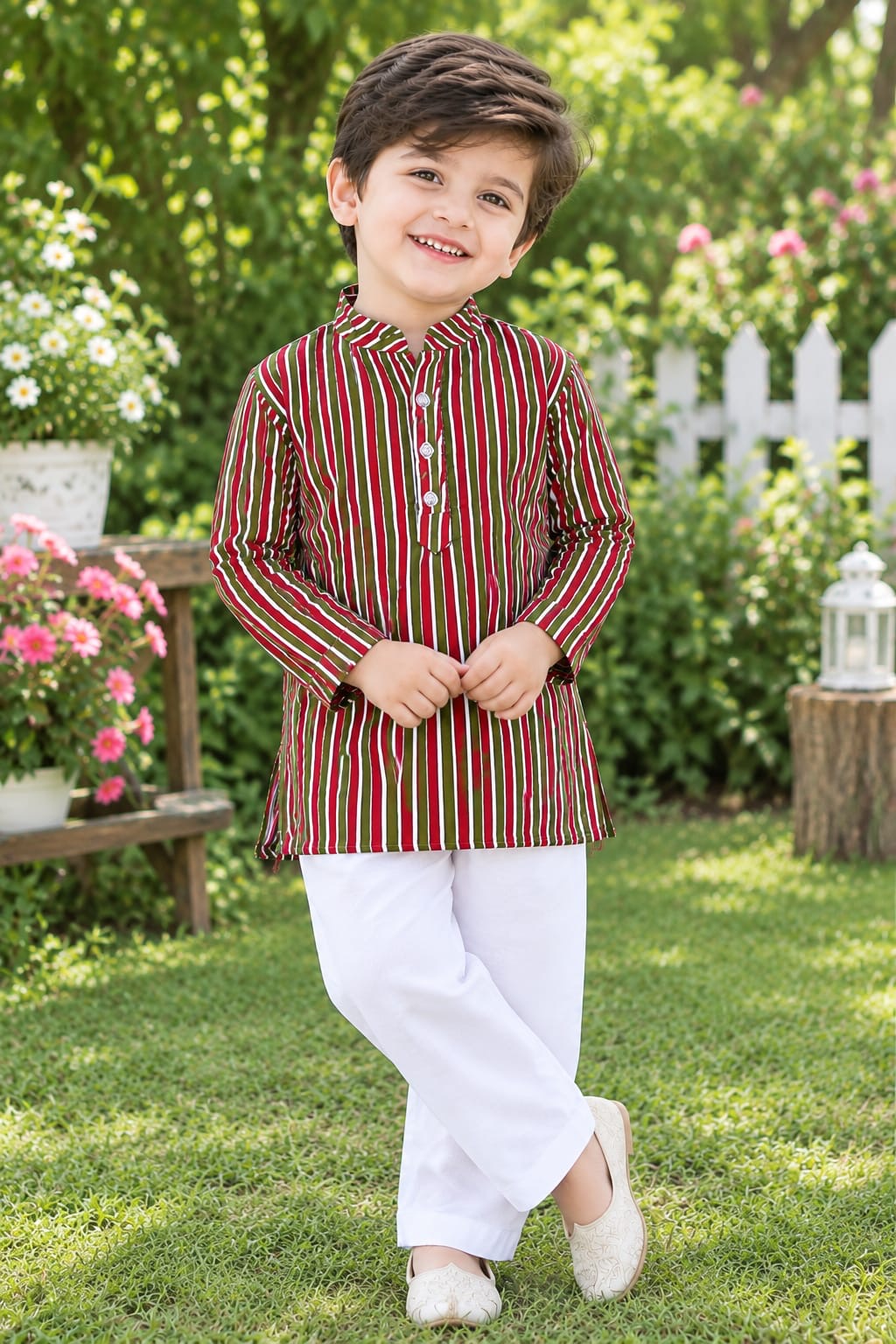 Phoolwari Stripe Kurta Set