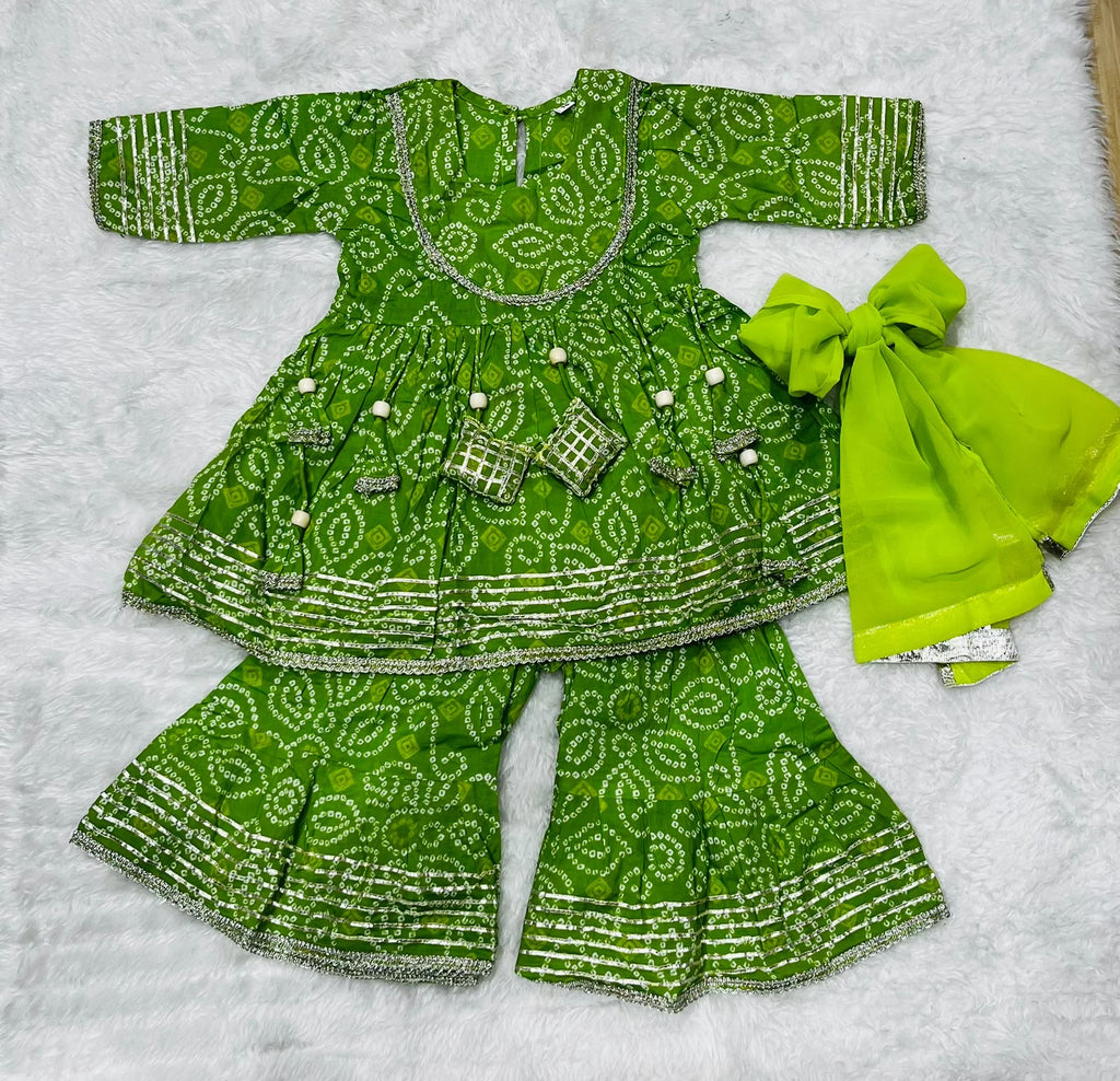 Green Bandhej Sharara