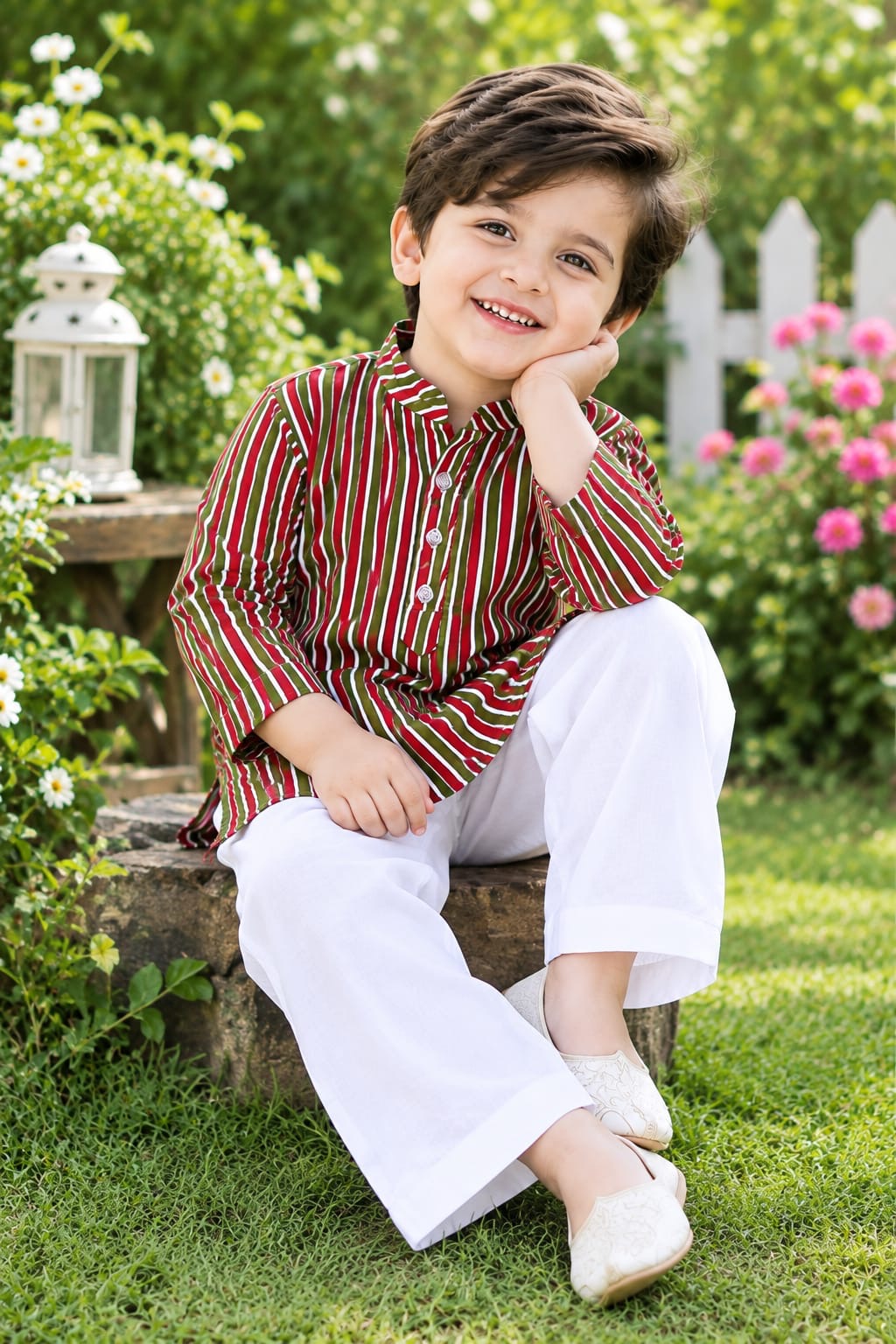 Phoolwari Stripe Kurta Set