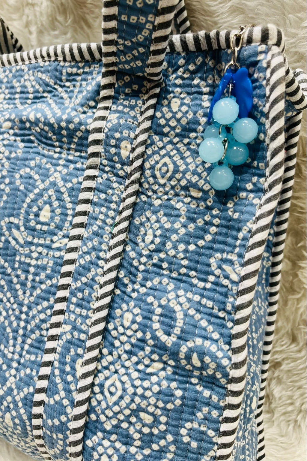 Blue Bandhani Tote Bag M