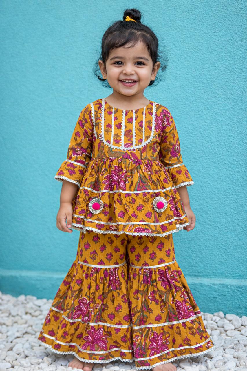 Yellow Mustard Sharara Set