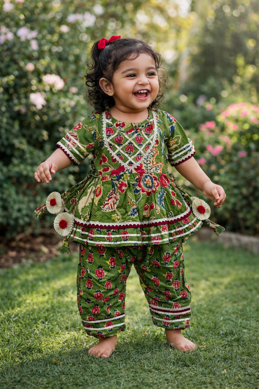 Green Pathani Shalwar Set