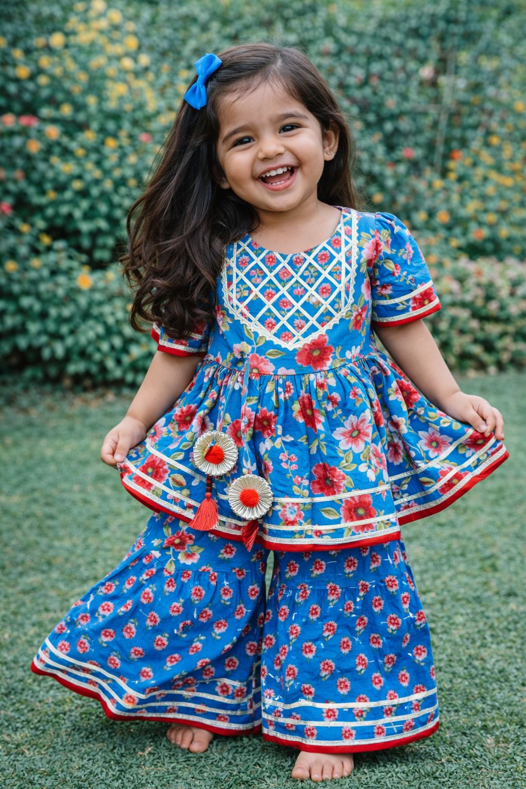 Blue Floral Sharara Set