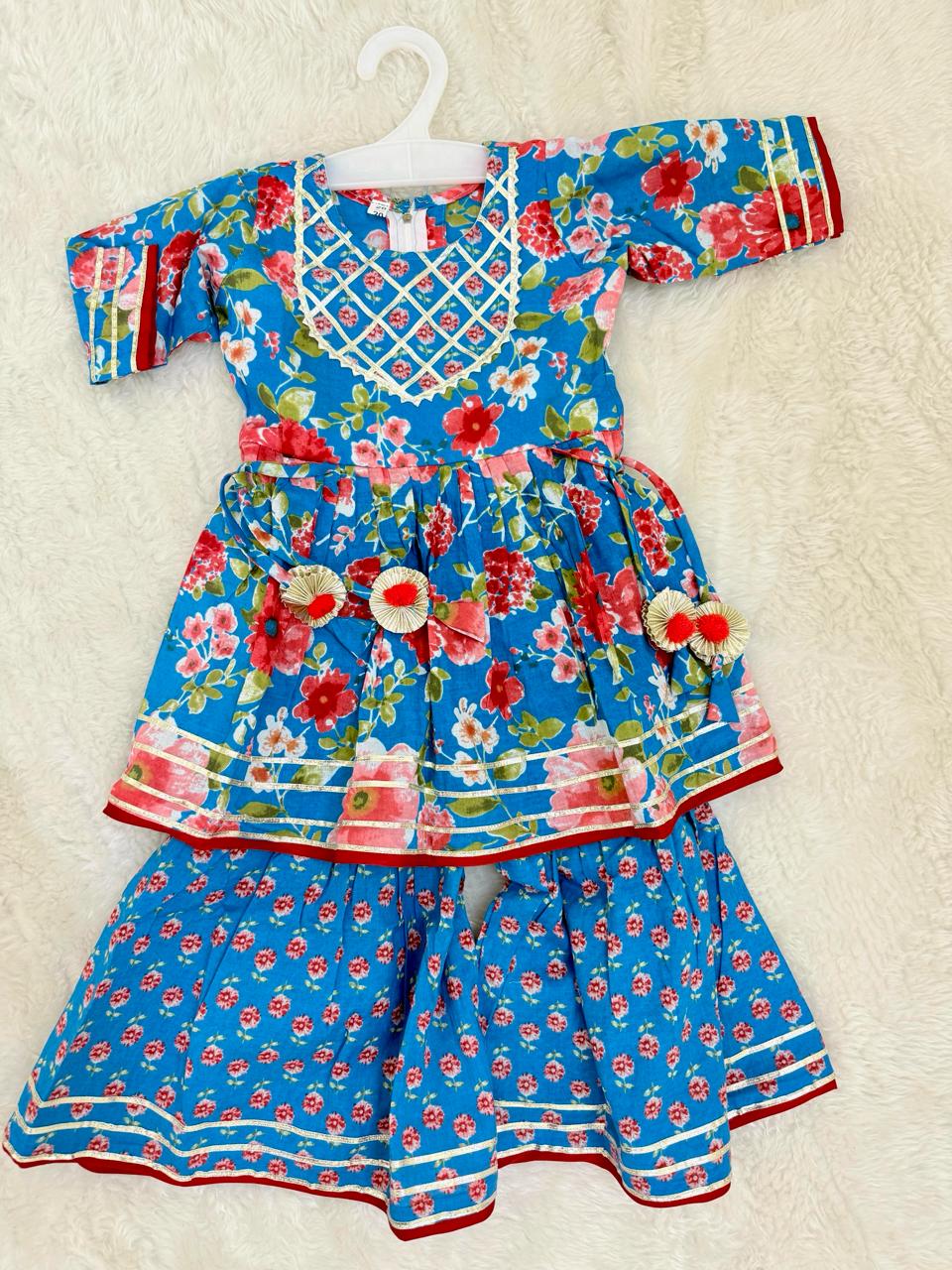 Blue Floral Sharara Set