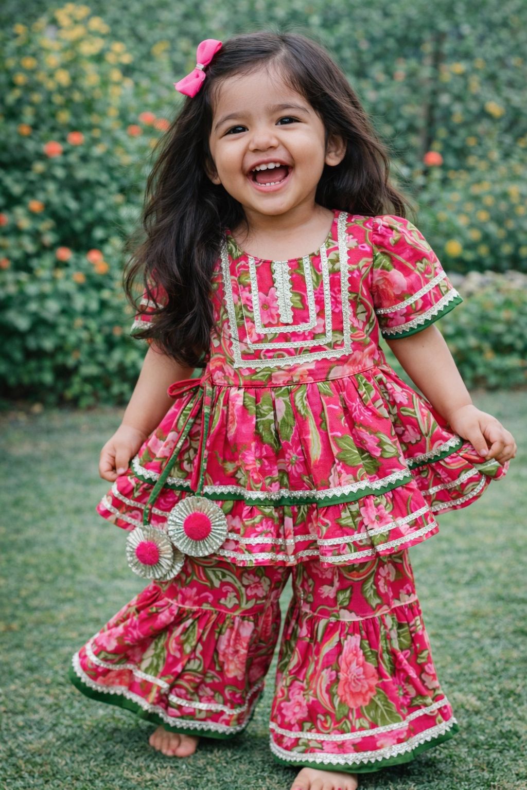 Pink Petal Sharara Set