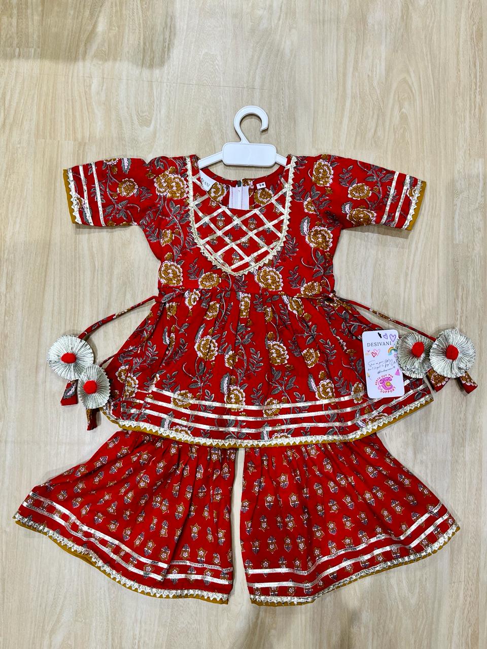 Red Sharara Set