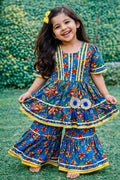 Blue & Yellow Sharara Set