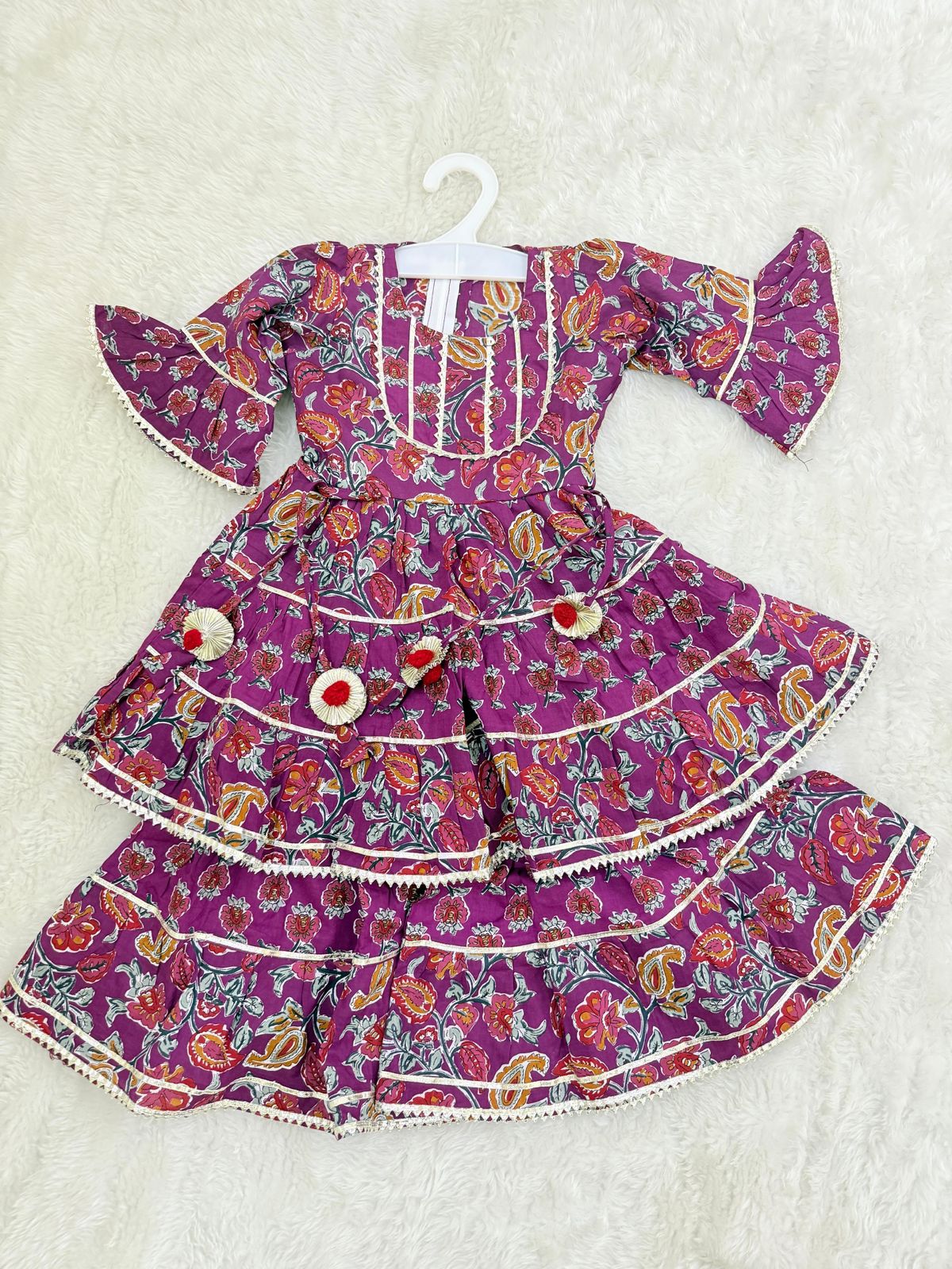 Maroon Floral Sharara Set
