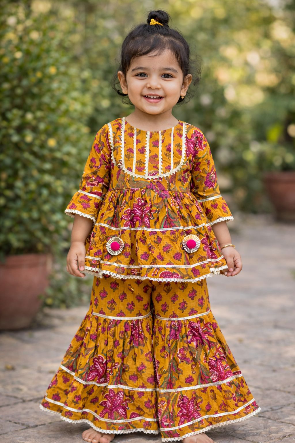 Yellow Mustard Sharara Set