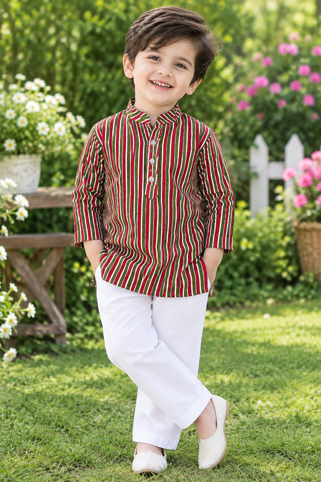 Phoolwari Stripe Kurta Set