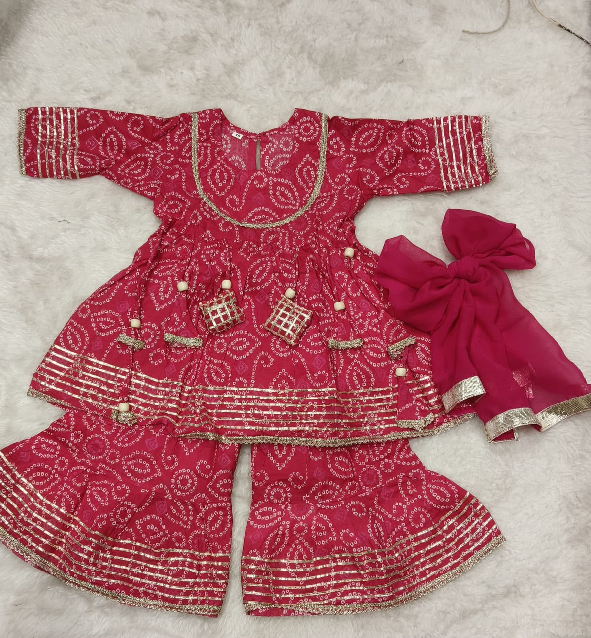 Pink Bandhej Sharara