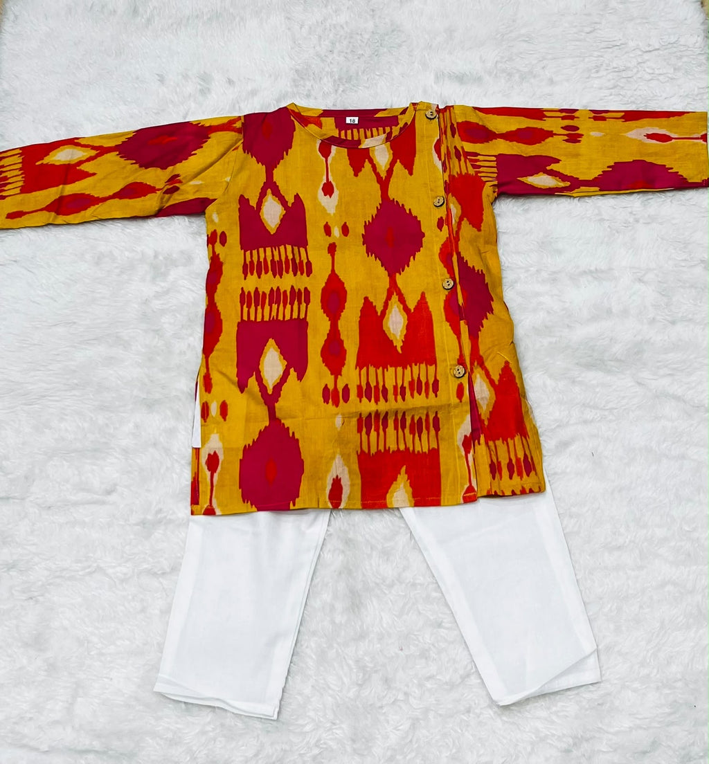 Rajwadi Mustard Kurta Set