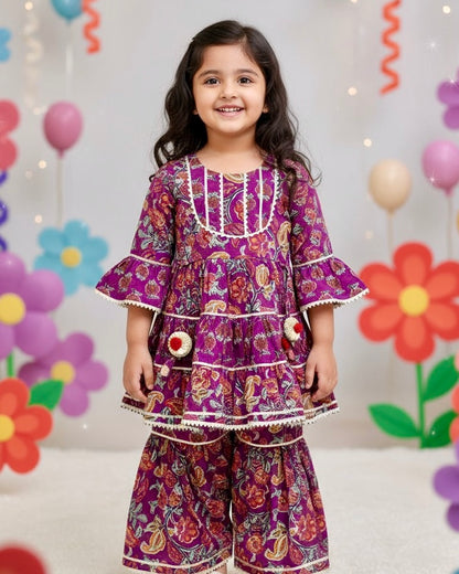 Purple Sharara Set