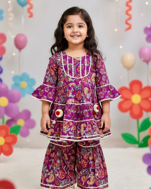 Purple Sharara Set